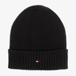 Black Cotton Beanie Hat