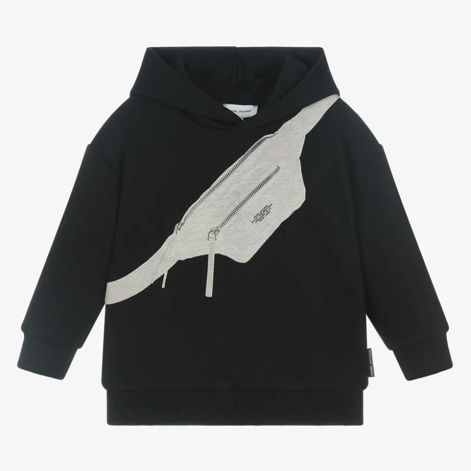 Black Cotton Biker Belt Bag Hoodie