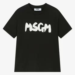 Black Cotton Brushstroke Logo T-Shirt