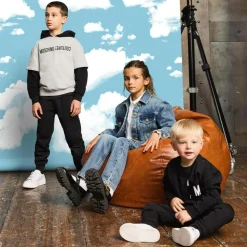 Black Cotton Embossed Logo Hoodie