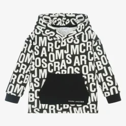 Black Cotton Jumbled Logo Hoodie