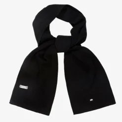 Black Cotton Knit Flag Logo Scarf