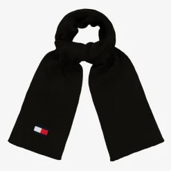 Black Cotton Knit Flag Scarf