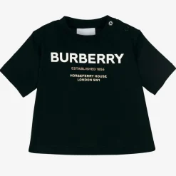 Black Cotton Logo Baby T-Shirt