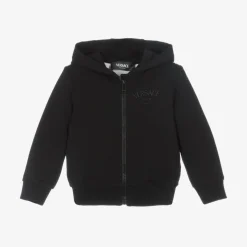 Black Cotton Wild Barocco Zip-Up Top