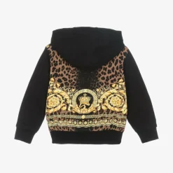 Black Cotton Wild Barocco Zip-Up Top