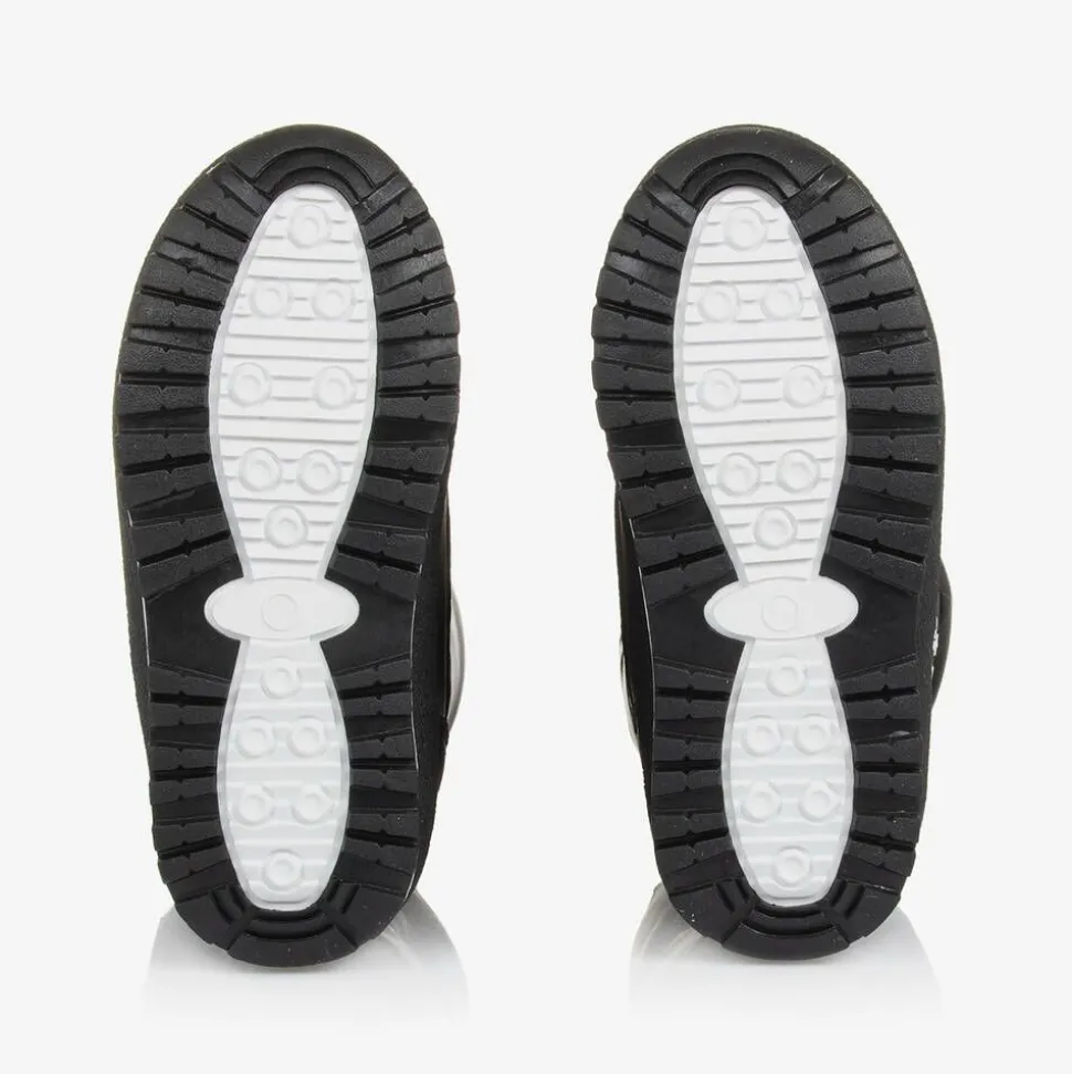 Black Faux Leather Snow Boots