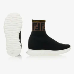 Black FF Logo Sock Trainers
