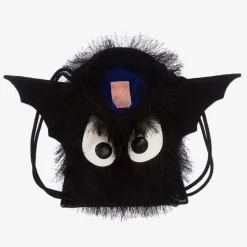 Black Fluffy Bat Drawstring Bag (29cm)