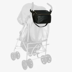 Black Leather Alyssa Stroller Organiser Bag (27cm)