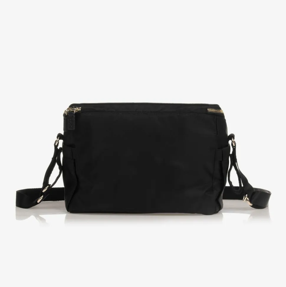 Black Leather Alyssa Stroller Organiser Bag (27cm)