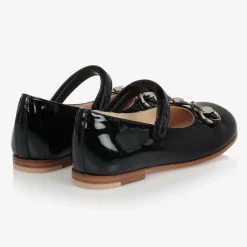 Black Leather Ballerina Shoes