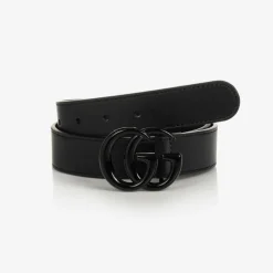 Black Leather Double G Belt