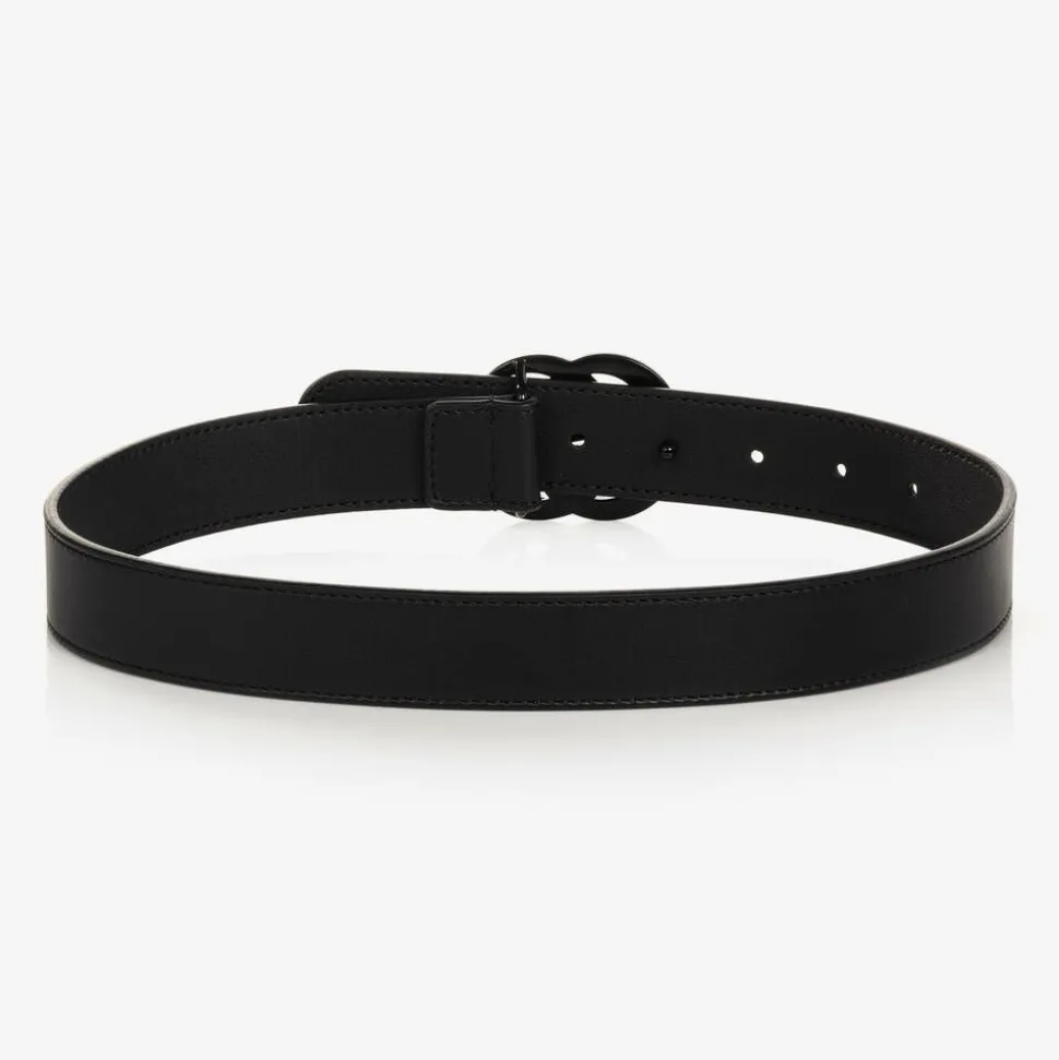 Black Leather Double G Belt