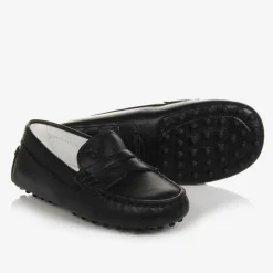 Black Leather Gommino Moccasins