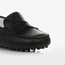 Black Leather Gommino Moccasins