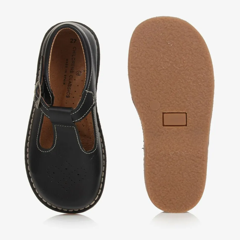 Black Leather T-Bar Shoes