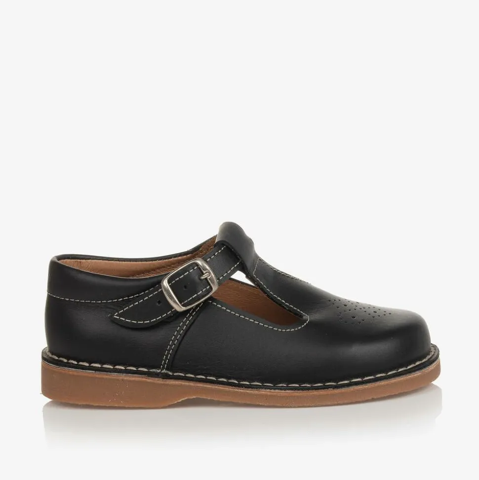 Black Leather T-Bar Shoes