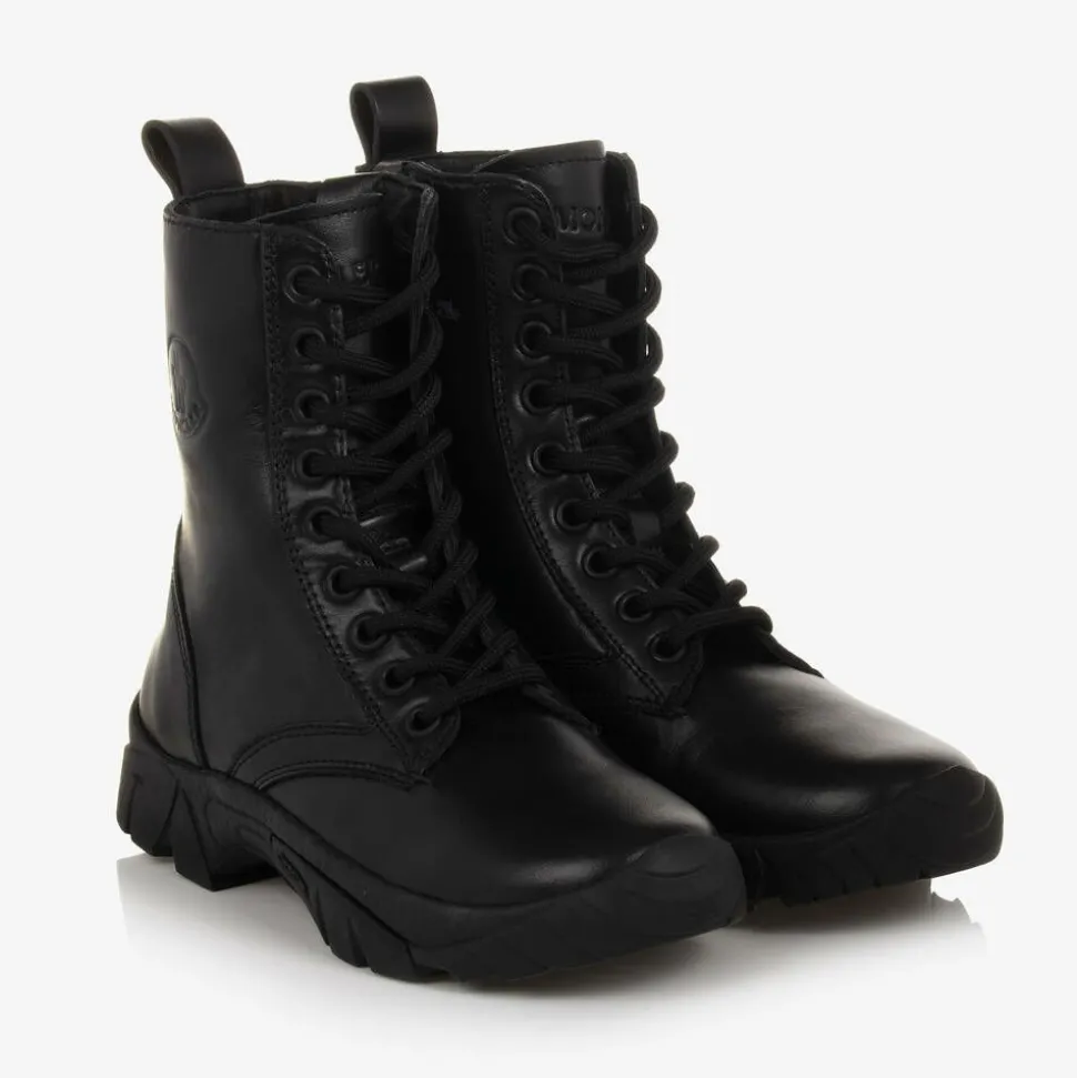 Black Leather Trek Ankle Boots