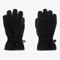 Black Leather Trimmed Ski Gloves