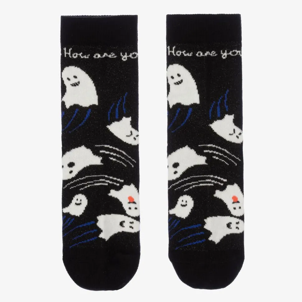 Black Organic Cotton Ghost Socks