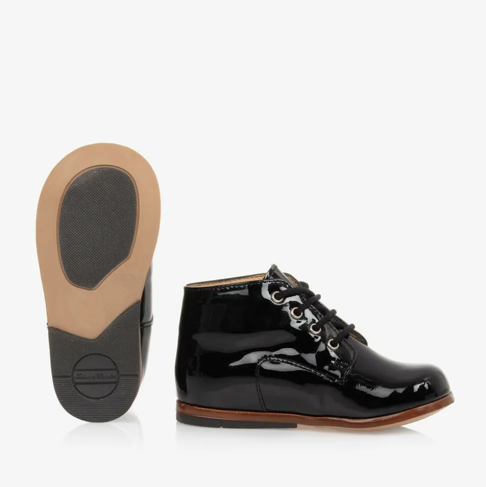 Black Patent Leather First Walker Boots