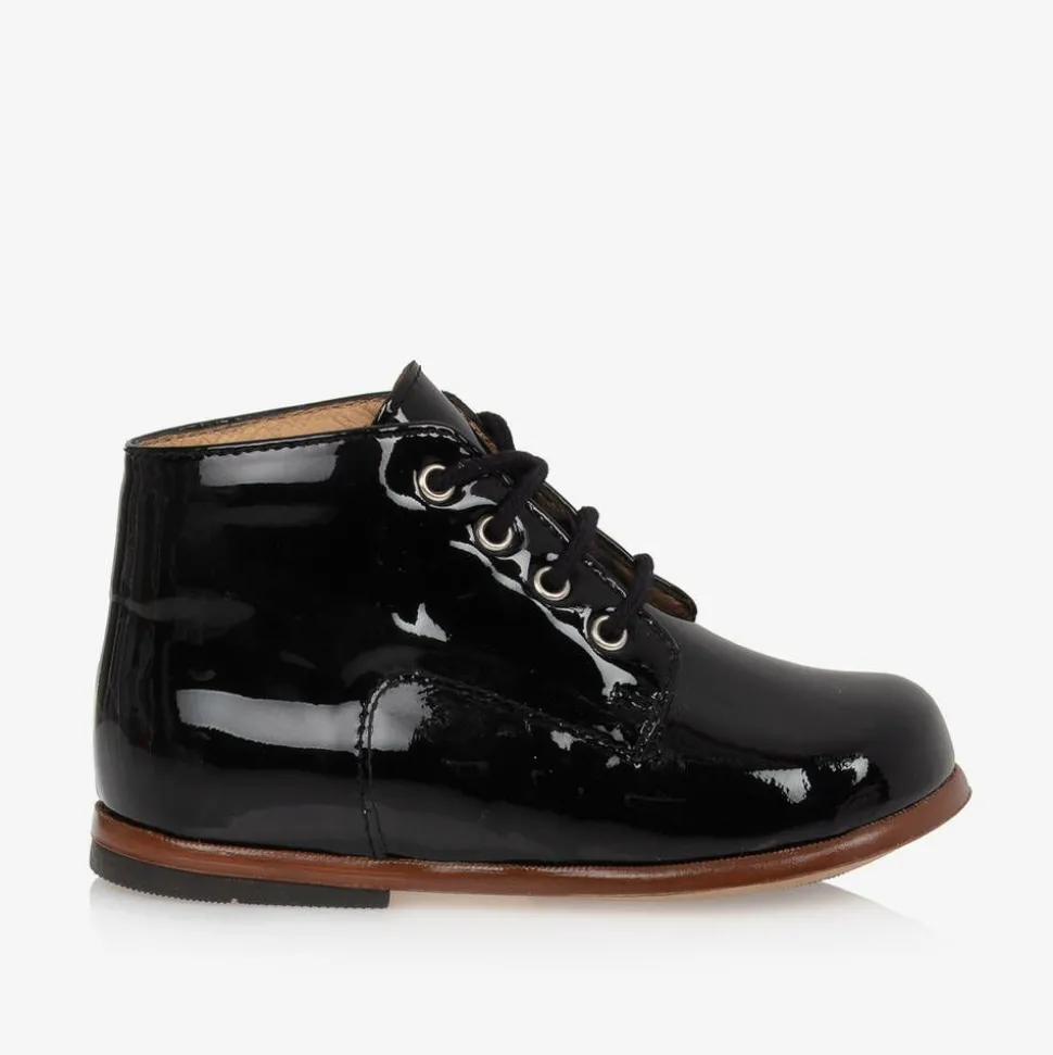 Black Patent Leather First Walker Boots