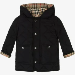 Black Quilted Vintage Check Baby Coat