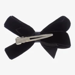 Black Velvet Bow Clip (7cm)