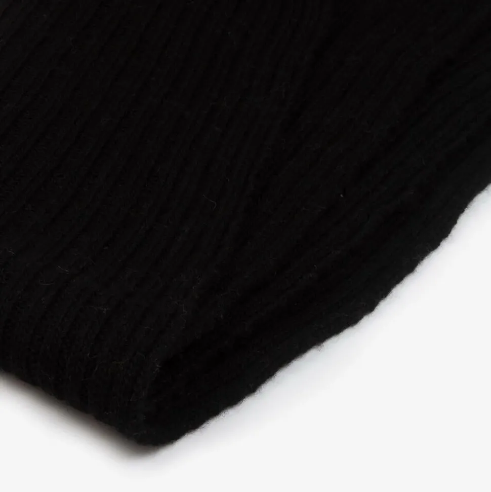 Black Wool & Viscose Knitted Scarf (190cm)