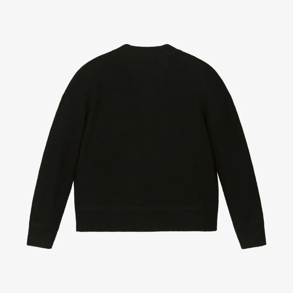 Black Wool Knit Baby Cardigan