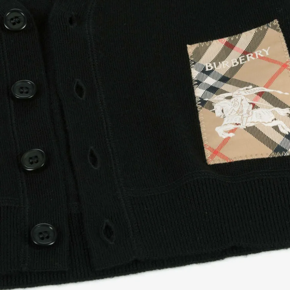 Black Wool Knit Baby Cardigan