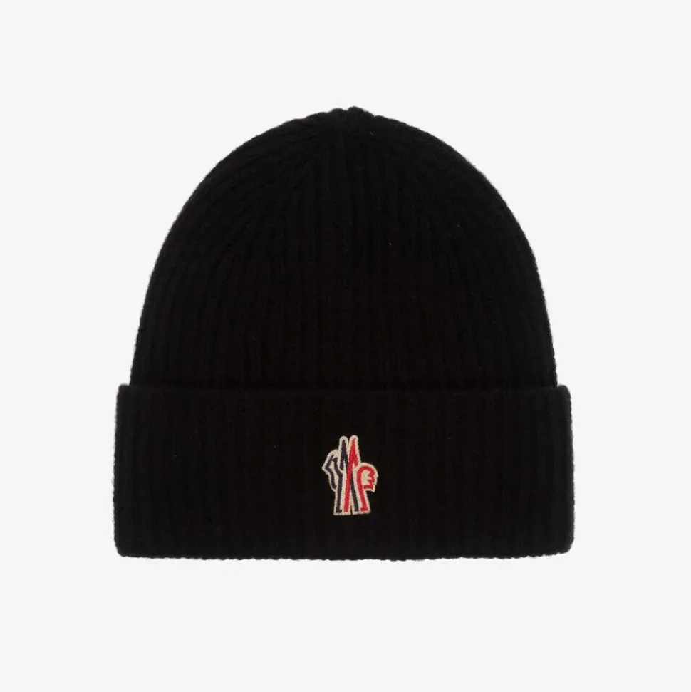 Black Wool Knit Beanie Hat