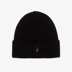 Black Wool Knit Beanie Hat