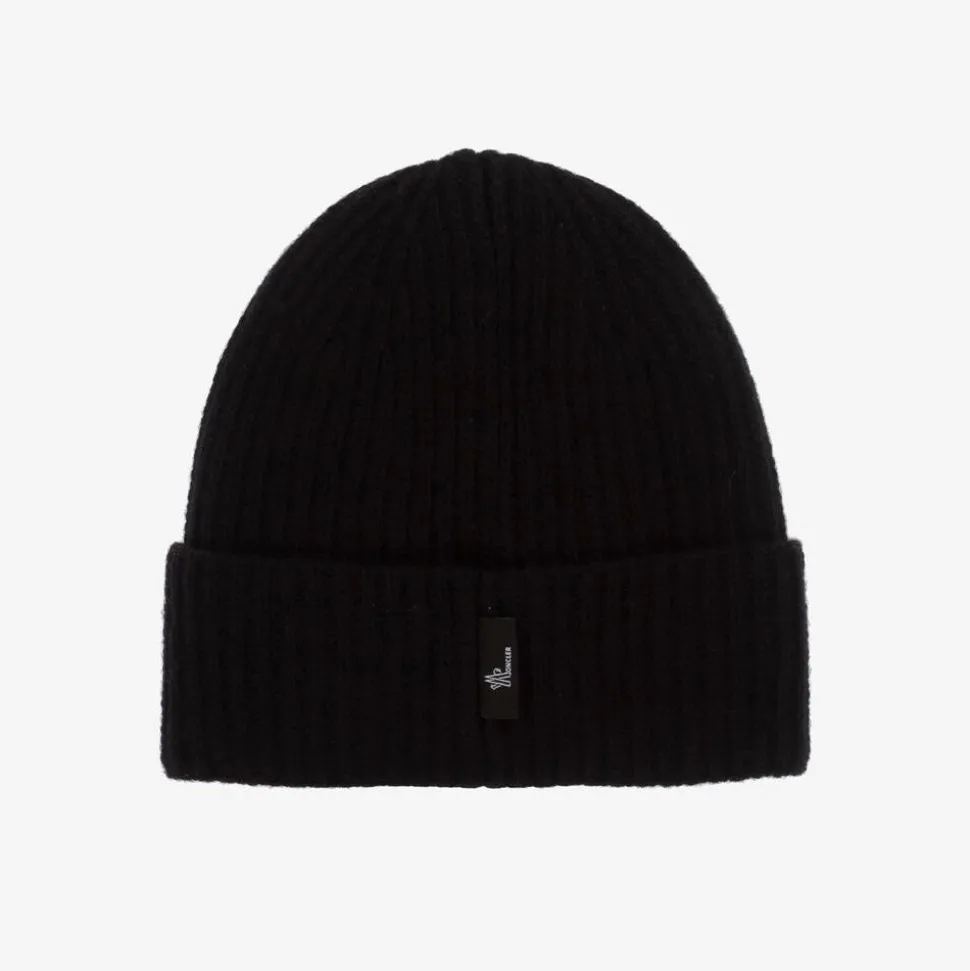 Black Wool Knit Beanie Hat