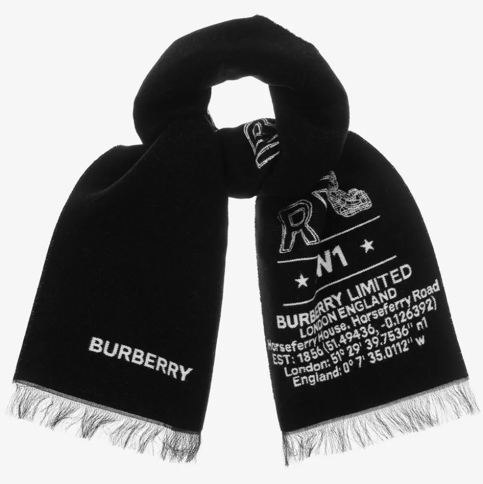 Black Wool Logo Scarf (127cm)