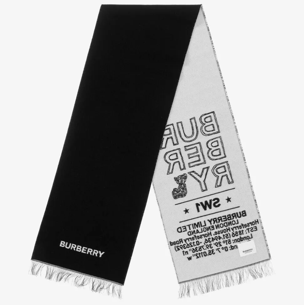 Black Wool Logo Scarf (127cm)