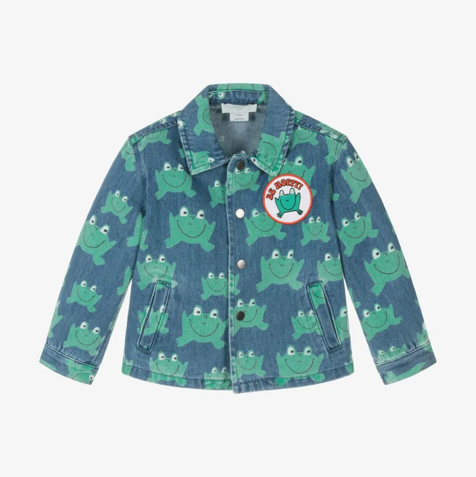 Blue & Green Frog Denim Jacket