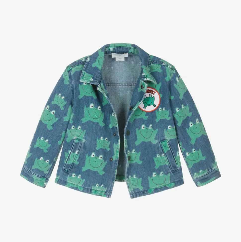 Blue & Green Frog Denim Jacket
