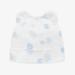 Blue & White Cotton Baby Sheep Hat