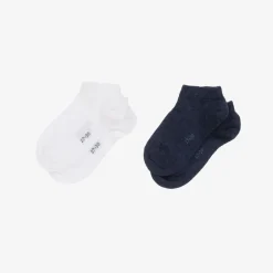 Blue & White Cotton Trainer Socks (2 Pack)