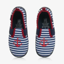 Blue & White Striped Slippers