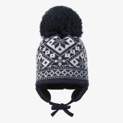 Blue Alice Knitted Large Pom-Pom Beanie