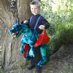 Blue & Green Dragon Costume with Red Wings