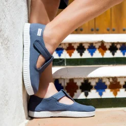 Blue Canvas T-Bar Shoes