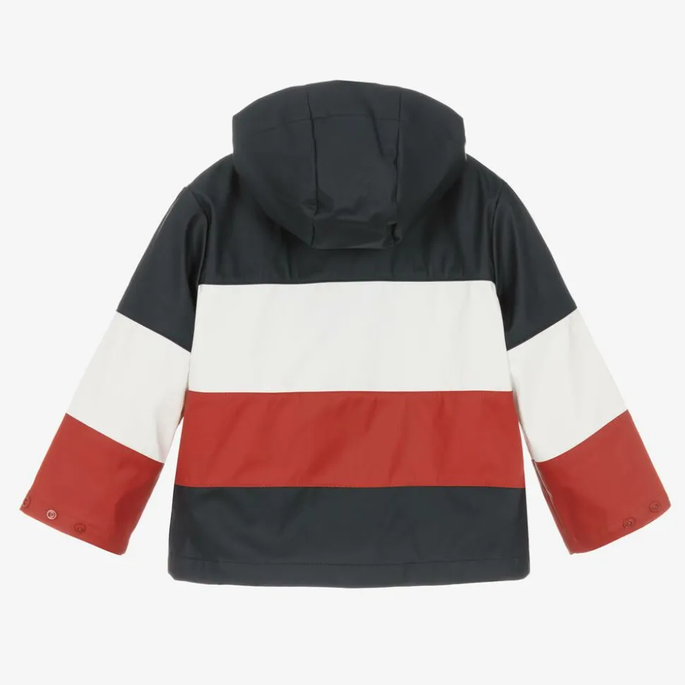 Blue Colourblock Hooded Jacket