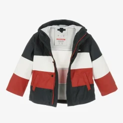 Blue Colourblock Hooded Jacket