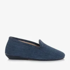 Blue Corduroy Slippers