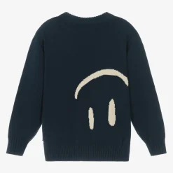 Blue Cotton & Wool Smile Sweater