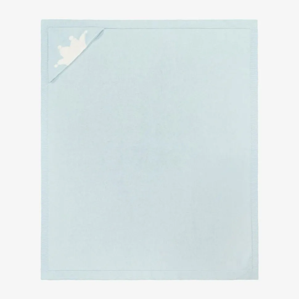 Blue Cotton & Cashmere Hooded Blanket (95cm)